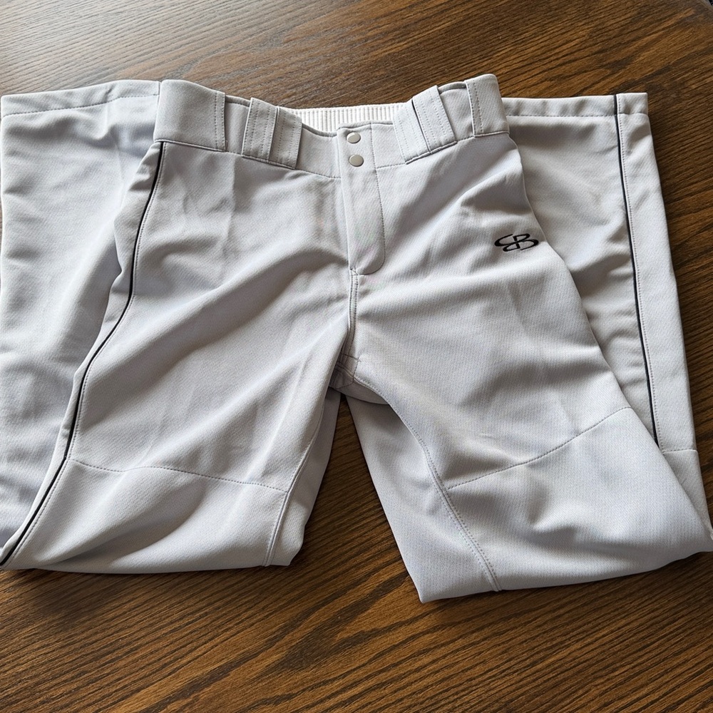 Gray Baseball Pants with Black Piping